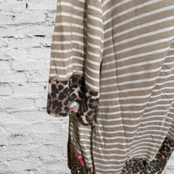 Tan & White Stripe Top with Rose Cheetah Design - Picture 7 of 12